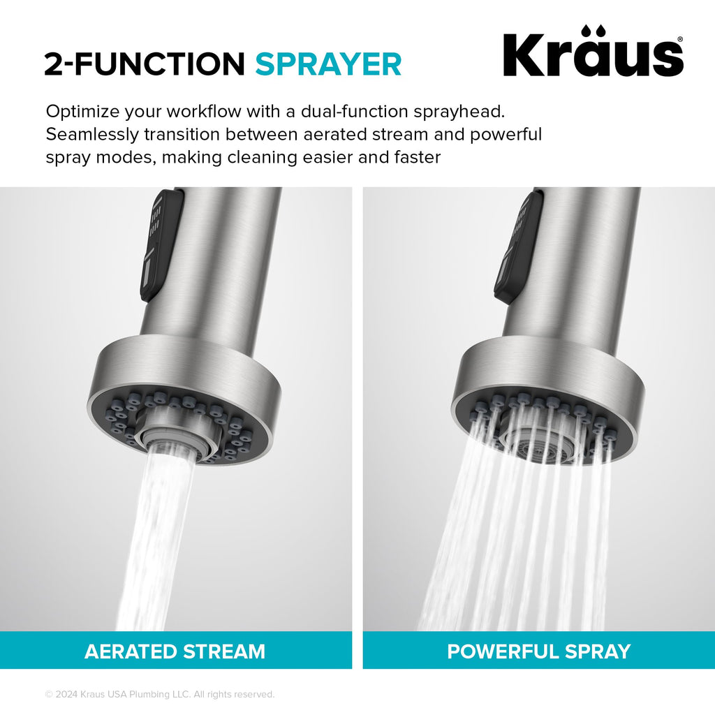 KRAUS Matte Black Black Stainless Pull Down Kitchen Faucet KPF-1610MBSB