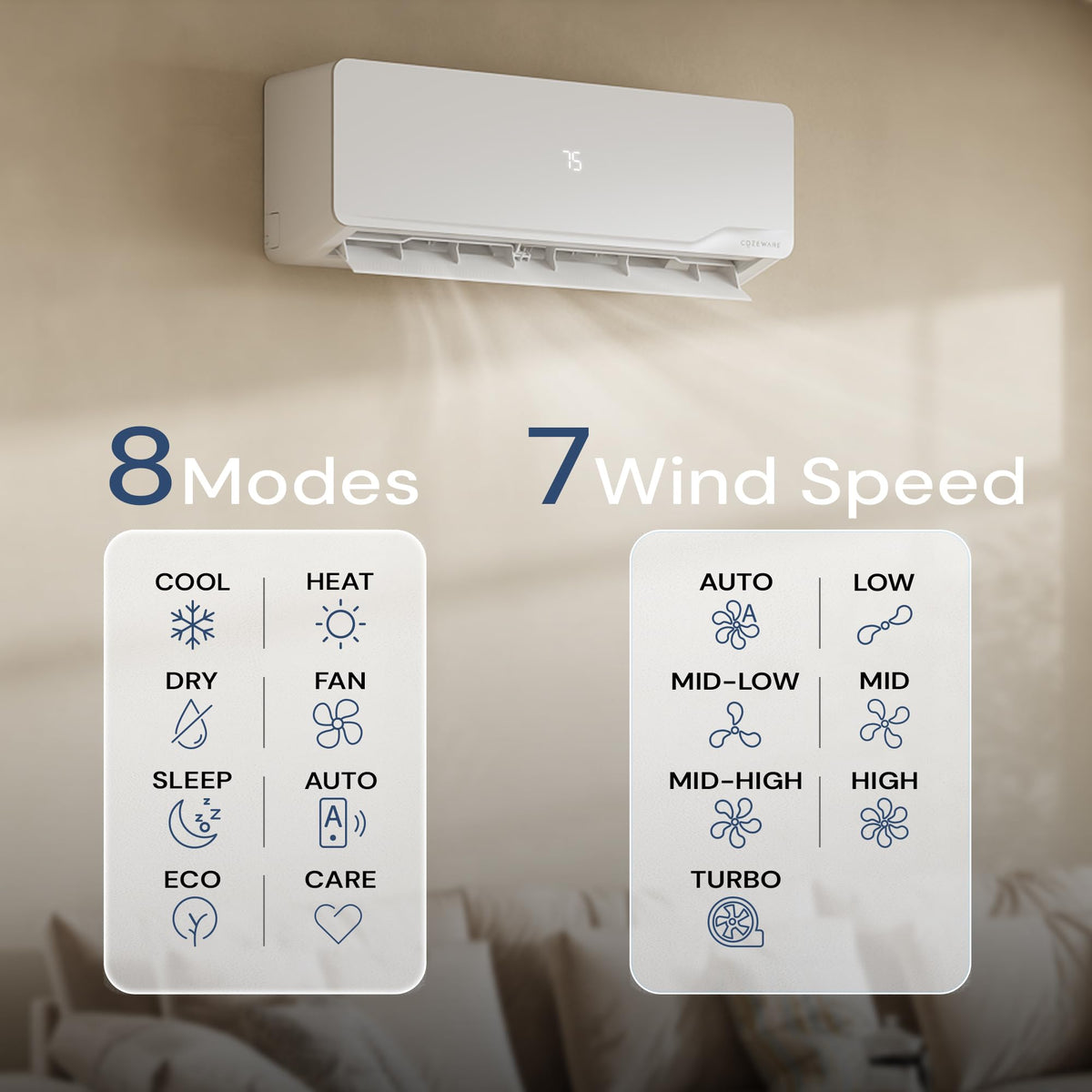 12000 BTU Mini Split AC/Heating System 115V 20 SEER2 Ductless