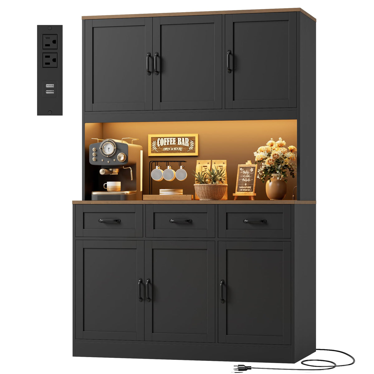 HOSTACK Kitchen Pantry Storage Cabinet, Tall Kitchen Hutch Cabinet, White
