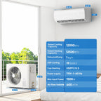 12000BTU Mini Split Air Conditioner & Heat Pump AC System, 115V