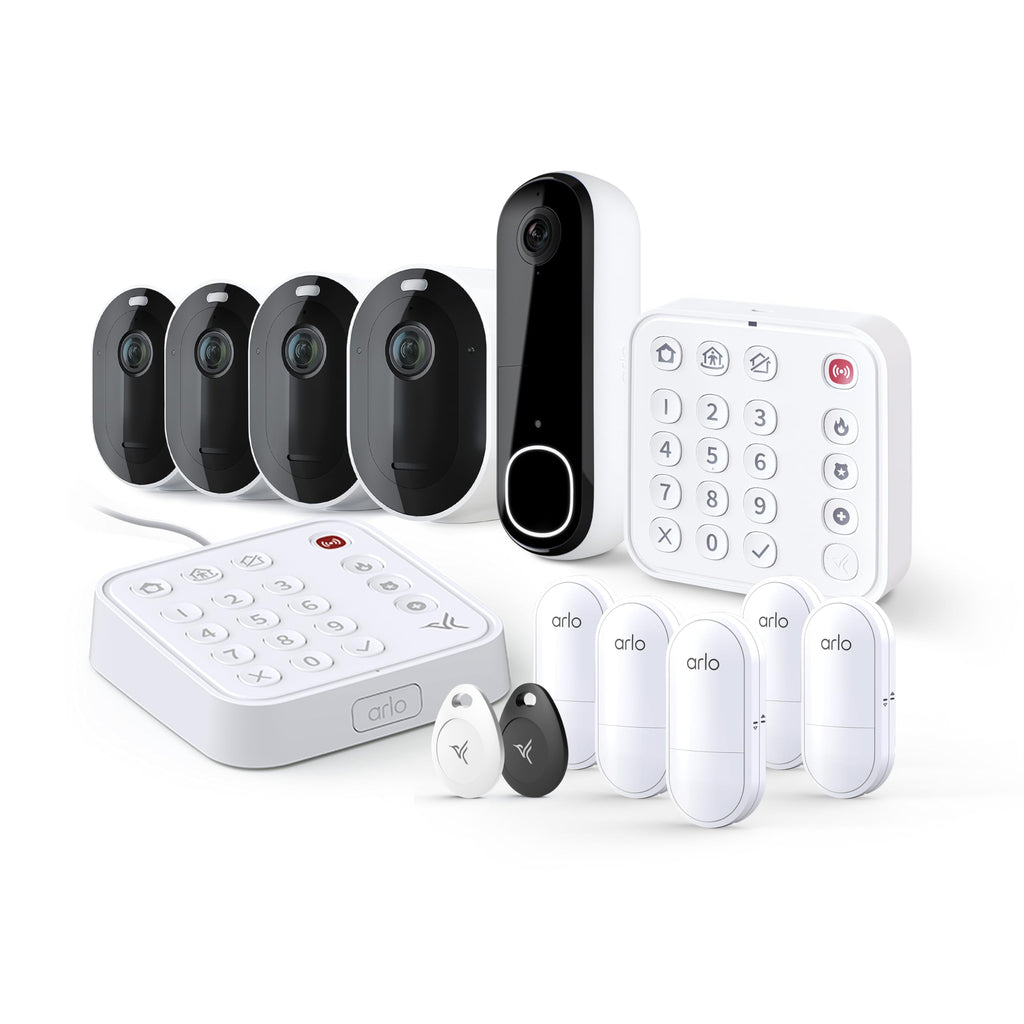 Arlo Home Security System - Alarm System with Wired Keypad Sensor Hub, 5 8-in-1 Sensors & Yard Sign - No Contract Required - DIY Installation - White, SS1501
