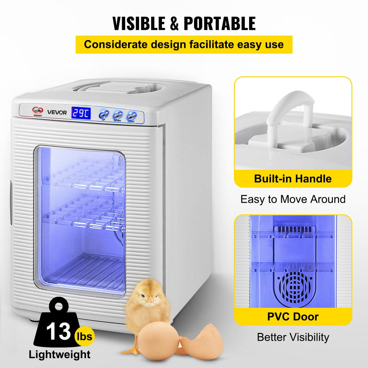 Happybuy White Reptile Incubator 25L Scientific Lab Incubator Digital Incubator Cooling and Heating 5-42°C Reptile Egg Incubator 12V/110V Work for Small Reptiles