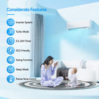 ROVSUN 9000 BTU Mini Split AC/Heating System with Inverter, 20 SEER2 Energy Saving 115V Ductless Split-System Air Conditioner with Pre-Charged Condenser, Heat Pump, Remote Control & Installation Kit