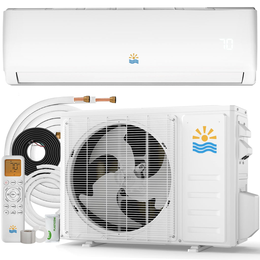 12000 BTU Mini Split AC & Heating System, Heat Pump, 19 SEER2, 115V