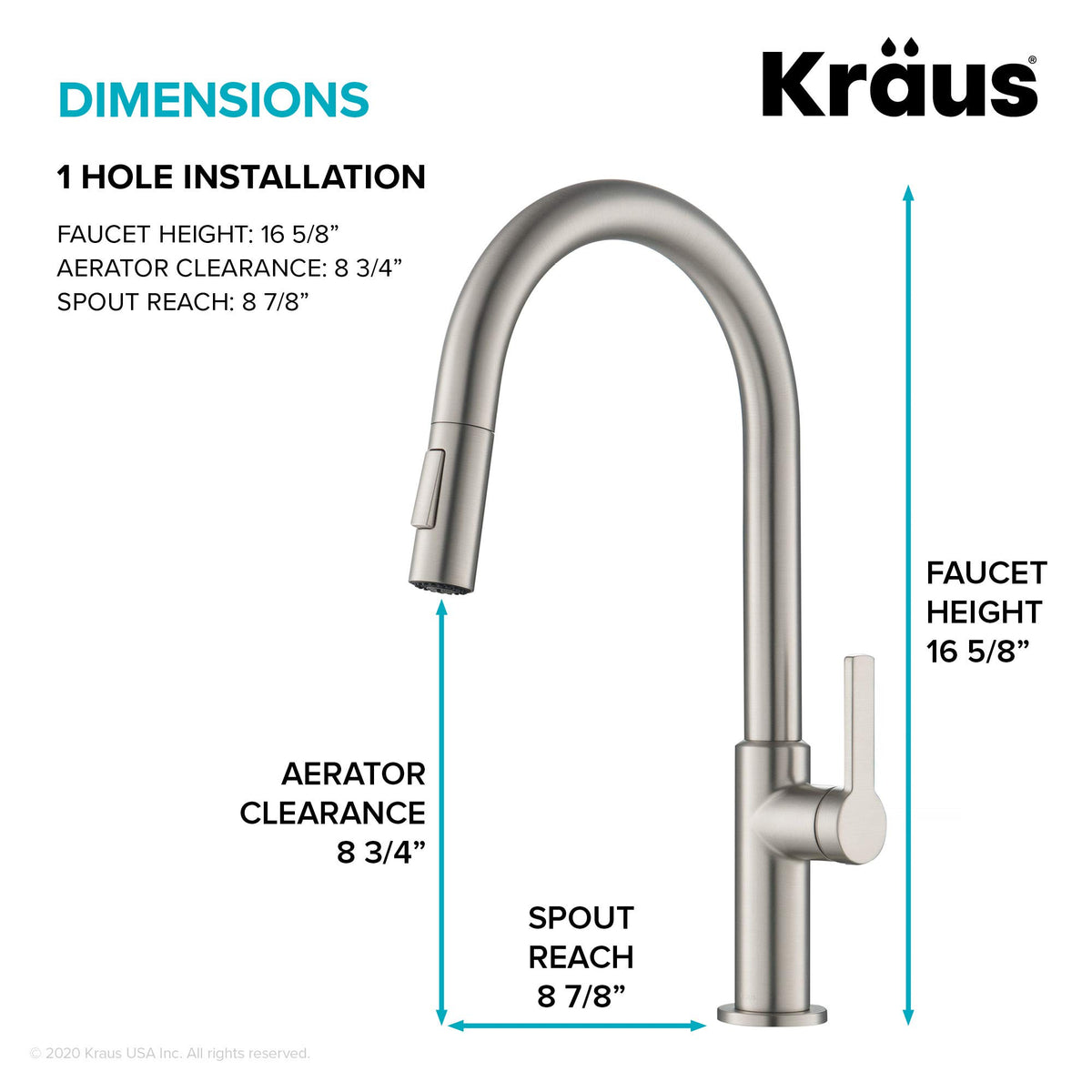 KRAUS Spot Free Stainless Steel Pull Down Kitchen Faucet KPF-2820SFS