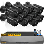 OOSSXX 4K PoE Outdoor Home Security Camera System Wired, 8CH NVR 2TB HDD