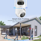 Wireless Security Camera System with 10" Touchscreen Monitor, 2K Dual Lens