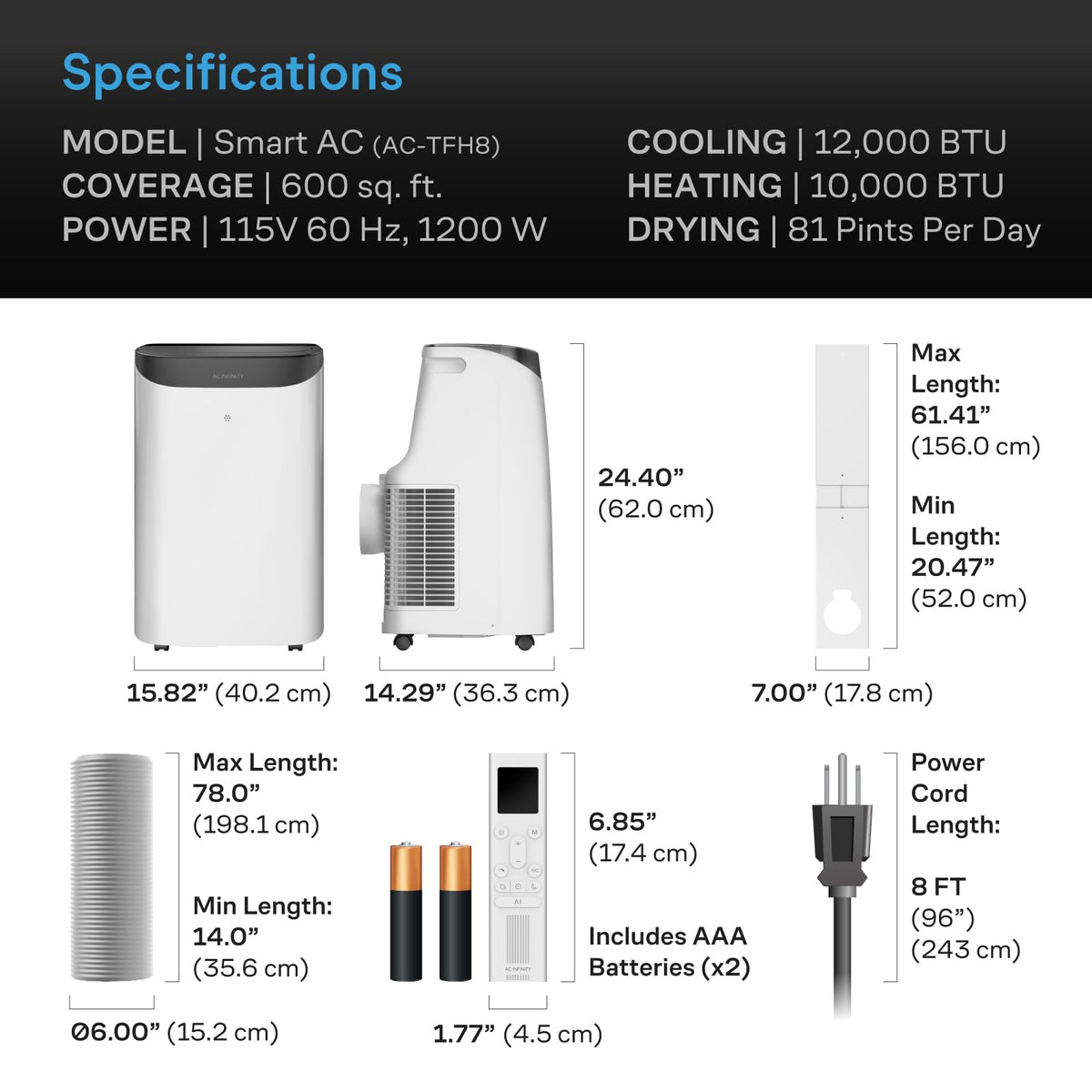 AC Infinity Smart Portable Air Conditioner 5-in-1, All-Season Cool & Heat