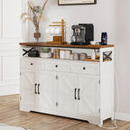 51" Farmhouse Buffet Sideboard Cabinet with Storage, White Kitchen Storage