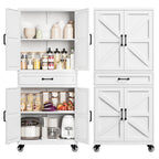 Metal Pantry Storage Cabinets with Doors and Shelves,75" Tall White