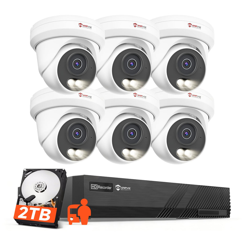 Anpviz 8CH 4K PoE Security Camera System, 6pcs 8MP Wired PoE IP Cameras
