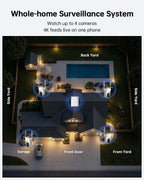 4K Solar Security Cameras Wireless Outdoor Home System, 4-Cam Kit