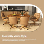 D9520 6pc Swivel Tilt Kitchen Dining Chair - Taupe-Chestnut