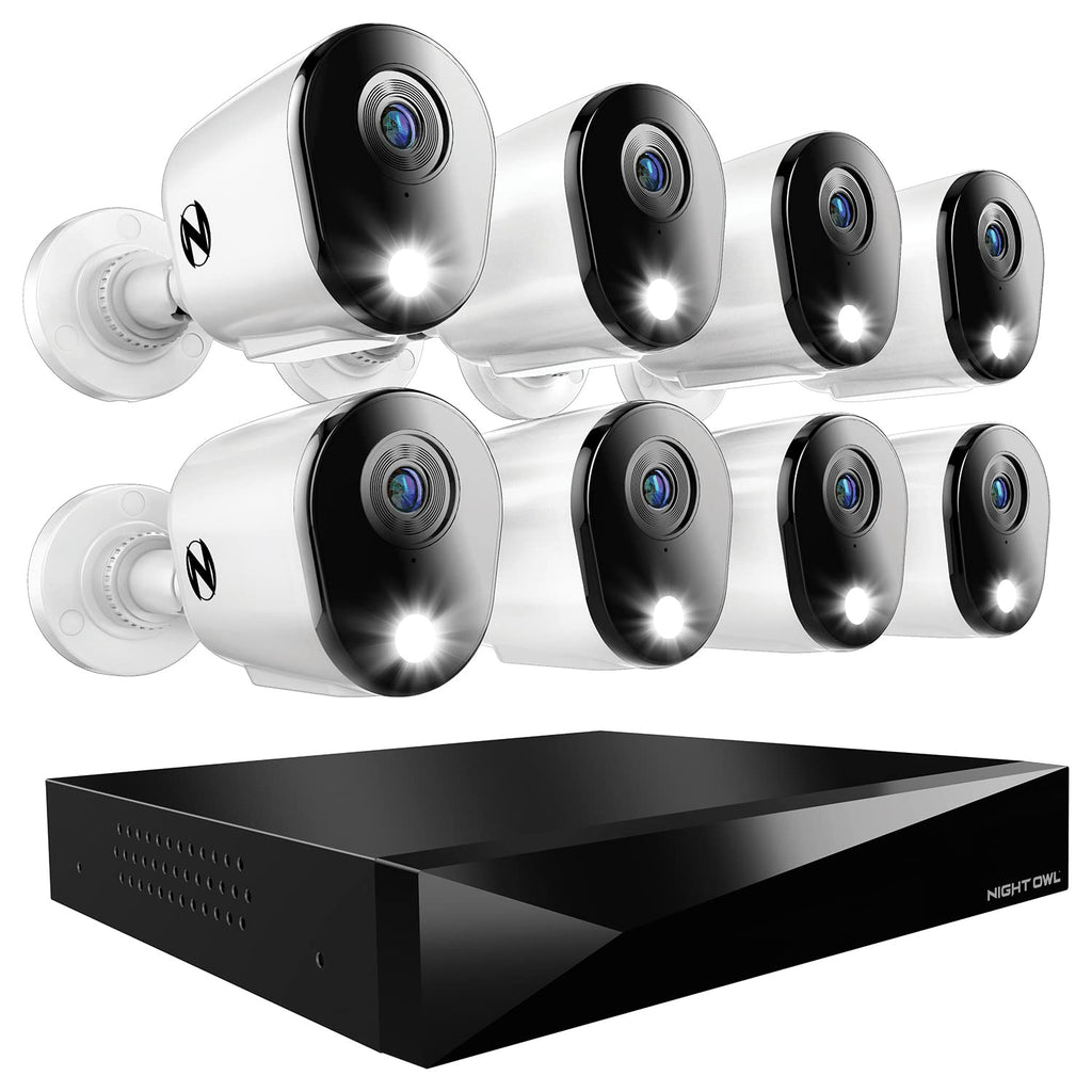 Night Owl 12-Ch Wired DVR System, 8 2K Cams, 2TB HDD, 2-Way Audio