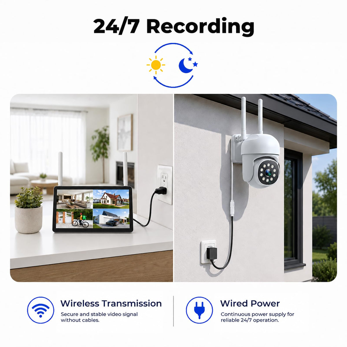CAMCAMP Wireless Security Camera System with Monitor 8 Outdoor WiFi Cameras