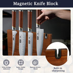 HOSHANHO 7 PCS Kitchen Knife Set, Sharp Japanese Magnetic Knife Block Set