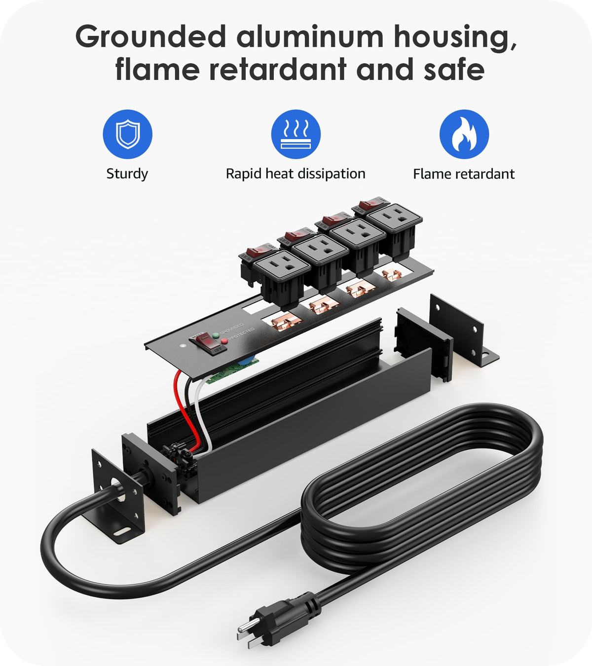 CCCEI 12 Gauge Heavy Duty Surge Protector, Black, 6FT, 4