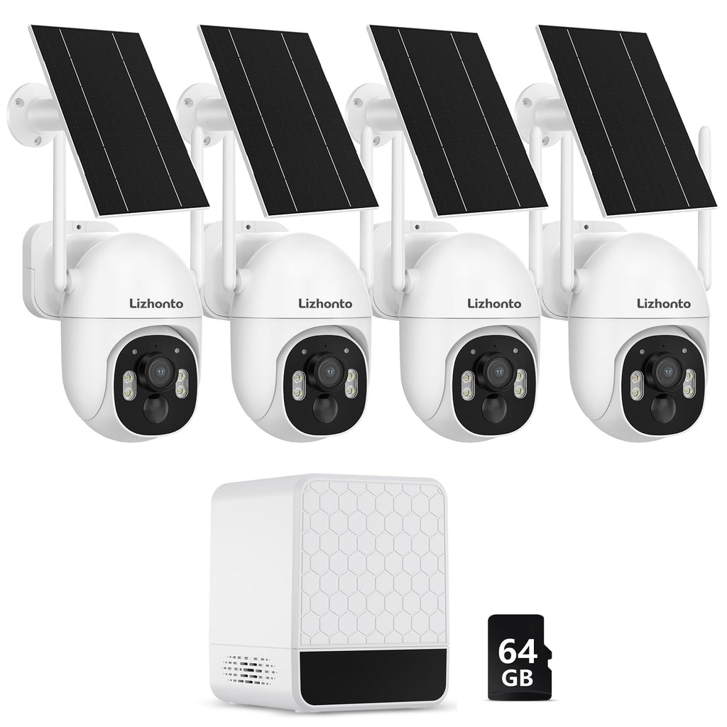 2.5K Solar Panel Security Cameras Wireless Outdoor, 4Camera System