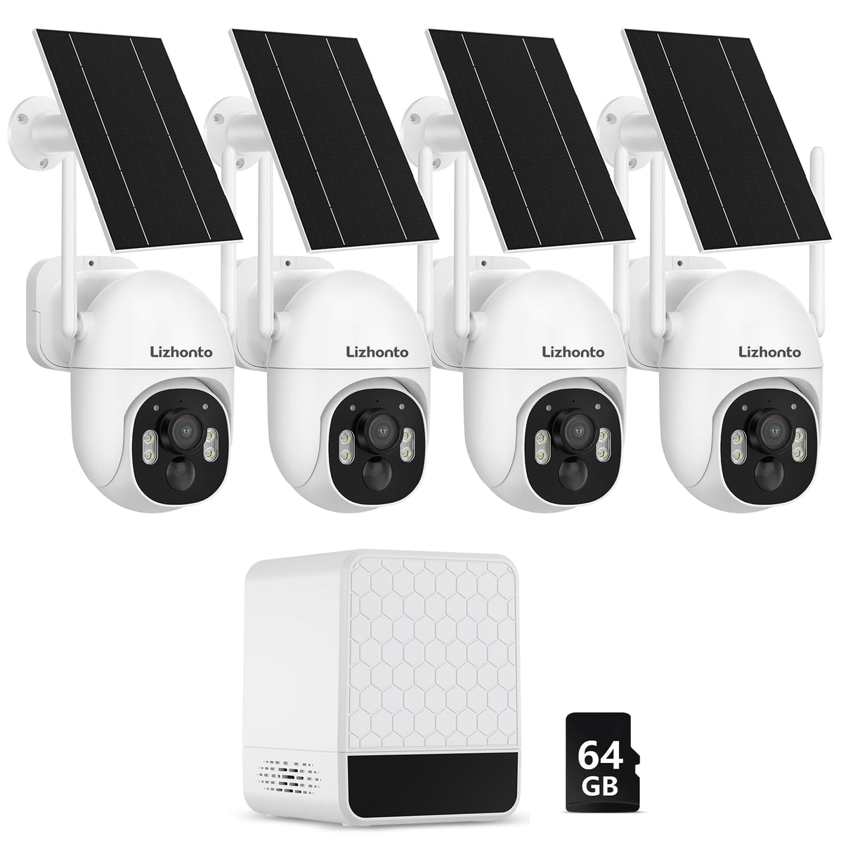 2.5K Solar Panel Security Cameras Wireless Outdoor, 4Camera System