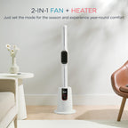 Shark TurboBlade 2-in-1 Bladeless Tower Fan & Space Heater, White (Renewed)