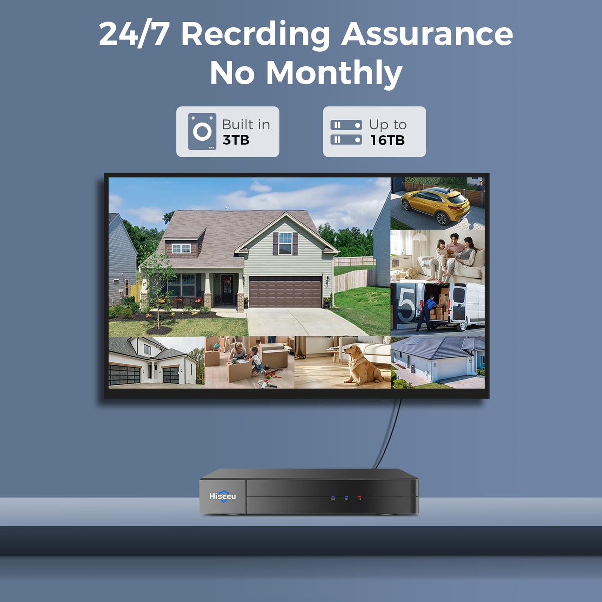 Hiseeu 4K Wired Security Camera System,8PCS 8MP CCTV Cameras,3TB HDD