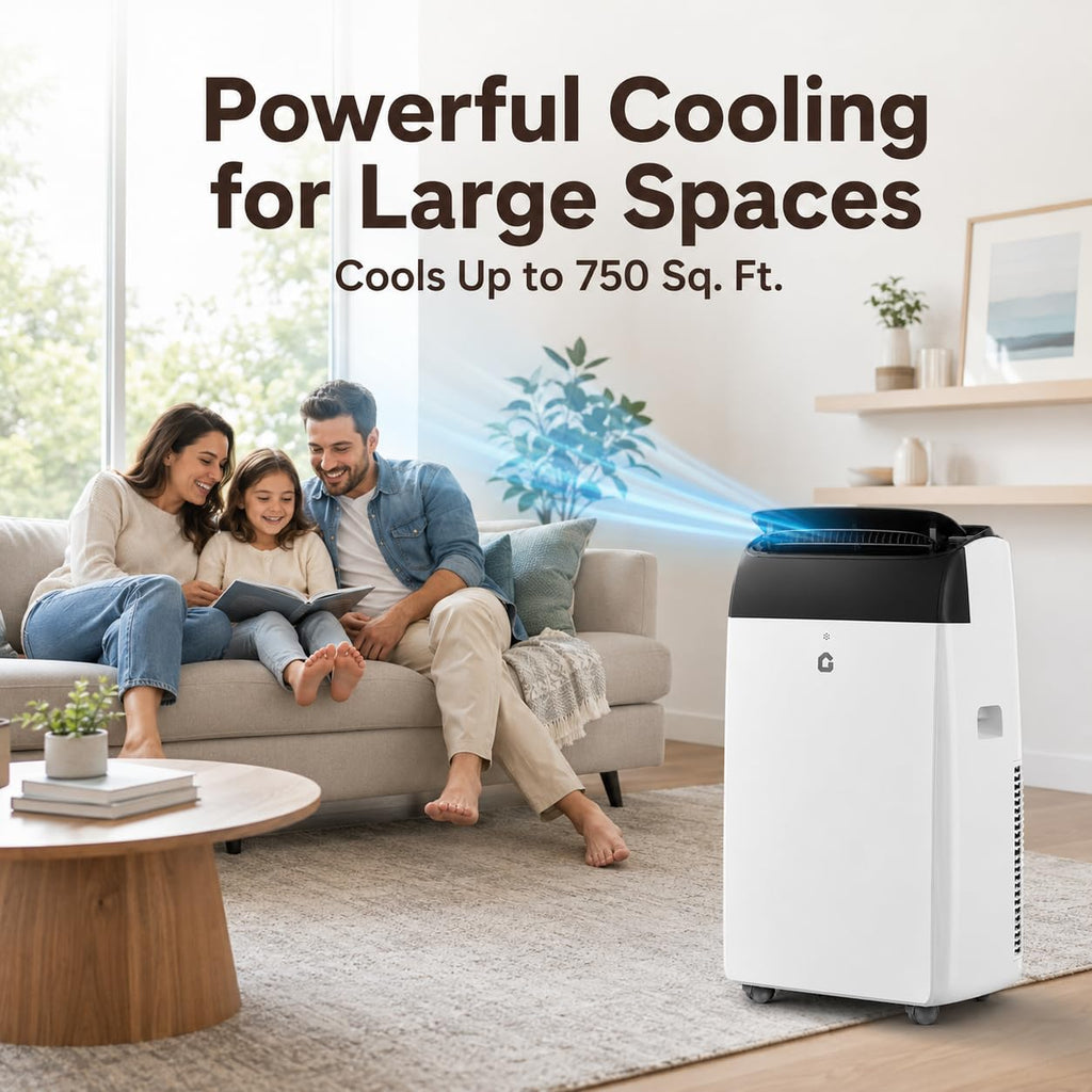 GarveeLife 14000 BTU Portable Air Conditioners, 4-in-1 Indoor AC Unit with Cooling, Dehumidifier, Fan, Follow Me, 24-Hour Timer, Remote Control & Window Kit for Bedroom, Home Office, Apartment,