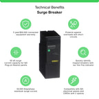Square D - QO250PSPD QO Whole House Surge Protection Device, 50kA, 120/240V, 1-Phase, No Wiring, Plug-On Neutral