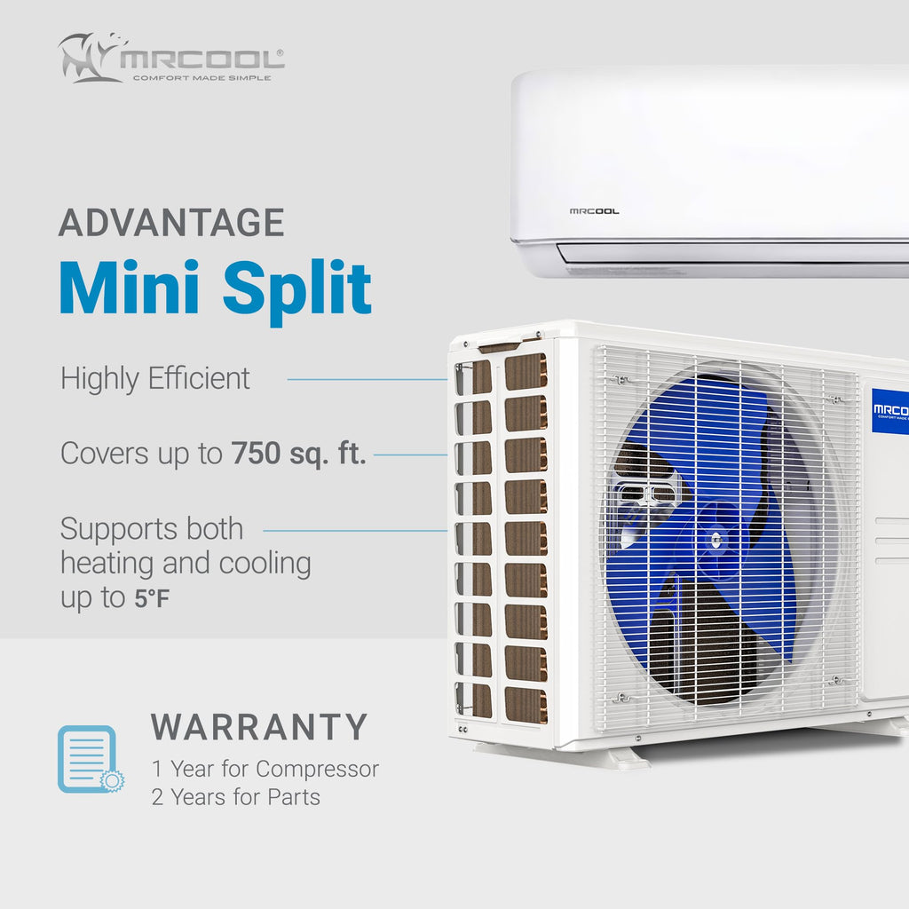 MRCOOL 18000 BTU 230V Ductless Inverter Mini Split Air Conditioner & Heat Pump System, Advantage Series - Wall-Mounted AC Unit w/Heating and Cooling for Home, Office & Commercial Space