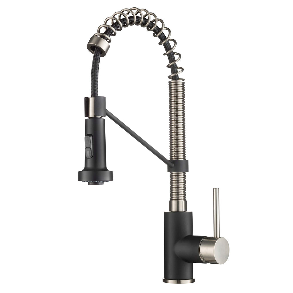 KRAUS Matte Black Black Stainless Pull Down Kitchen Faucet KPF-1610MBSB