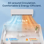 Mountman 12000 BTU Mini Split AC/Heating System,19 SEER2 110/120V Energy Efficient Ductless Inverter System,Cools Up to 750 Sq.Ft with Pre-Charged Condenser,Heat Pump & Installation Kits