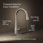 KOHLER Simplice Kitchen Sink Faucet w Pull Down Sprayer, Vibrant Stainless