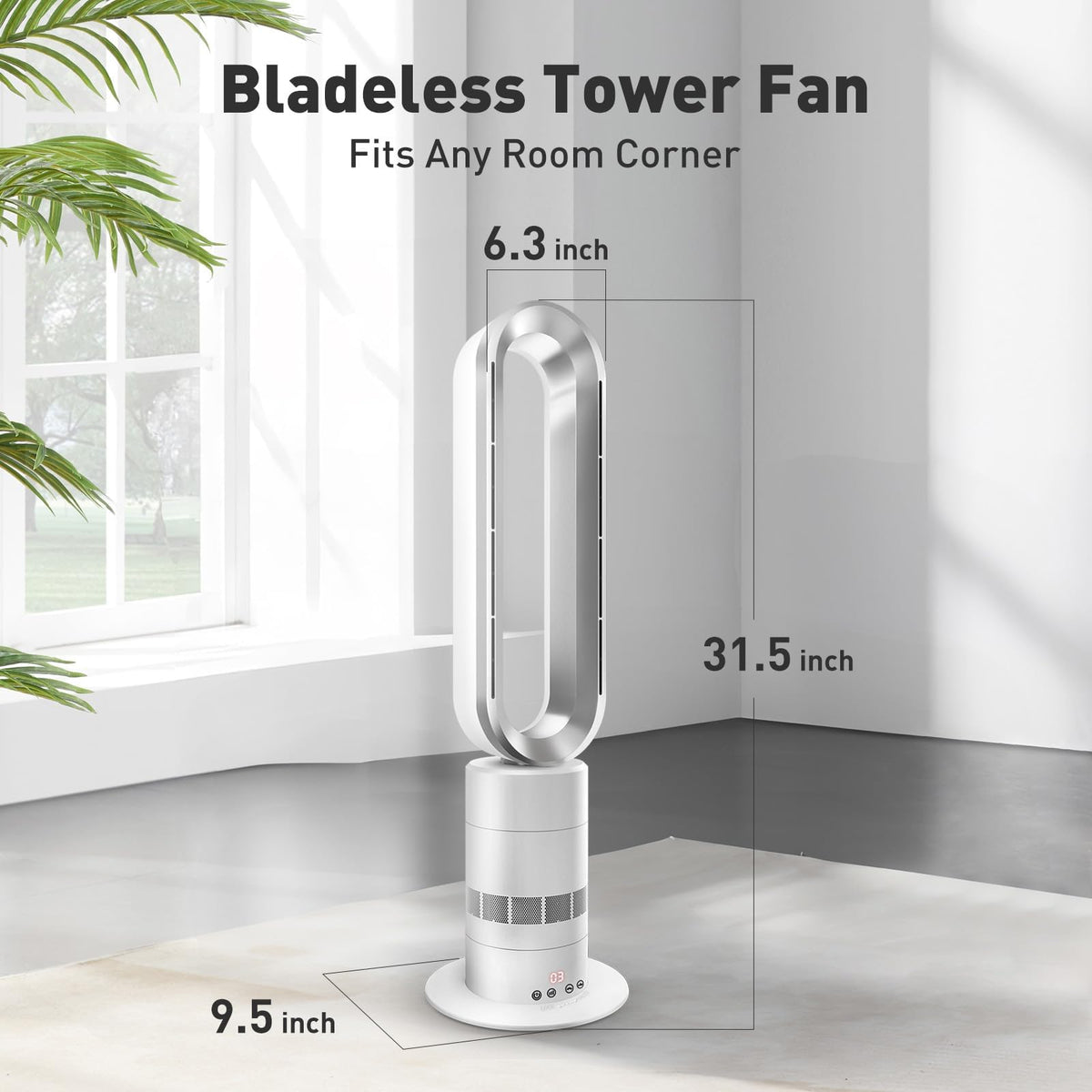 TP18Pro Bladeless Tower Fan, 2-in-1 Heater & Cooling Fan with Remote & Touch Control, 10 Cooling + 3 Heating Levels, Ultra-Quiet DC Motor for Bedroom & Home Office
