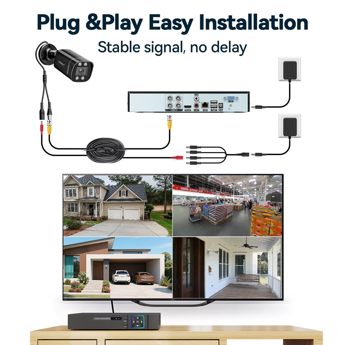 4CH Wired Security Camera System Outdoor,4X 3MP CCTV Camera,500G HDD