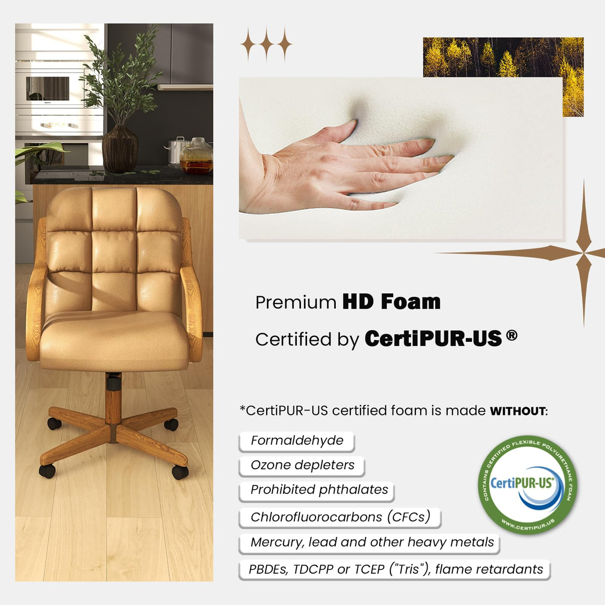 D9520 6pc Swivel Tilt Kitchen Dining Chair - Taupe-Chestnut