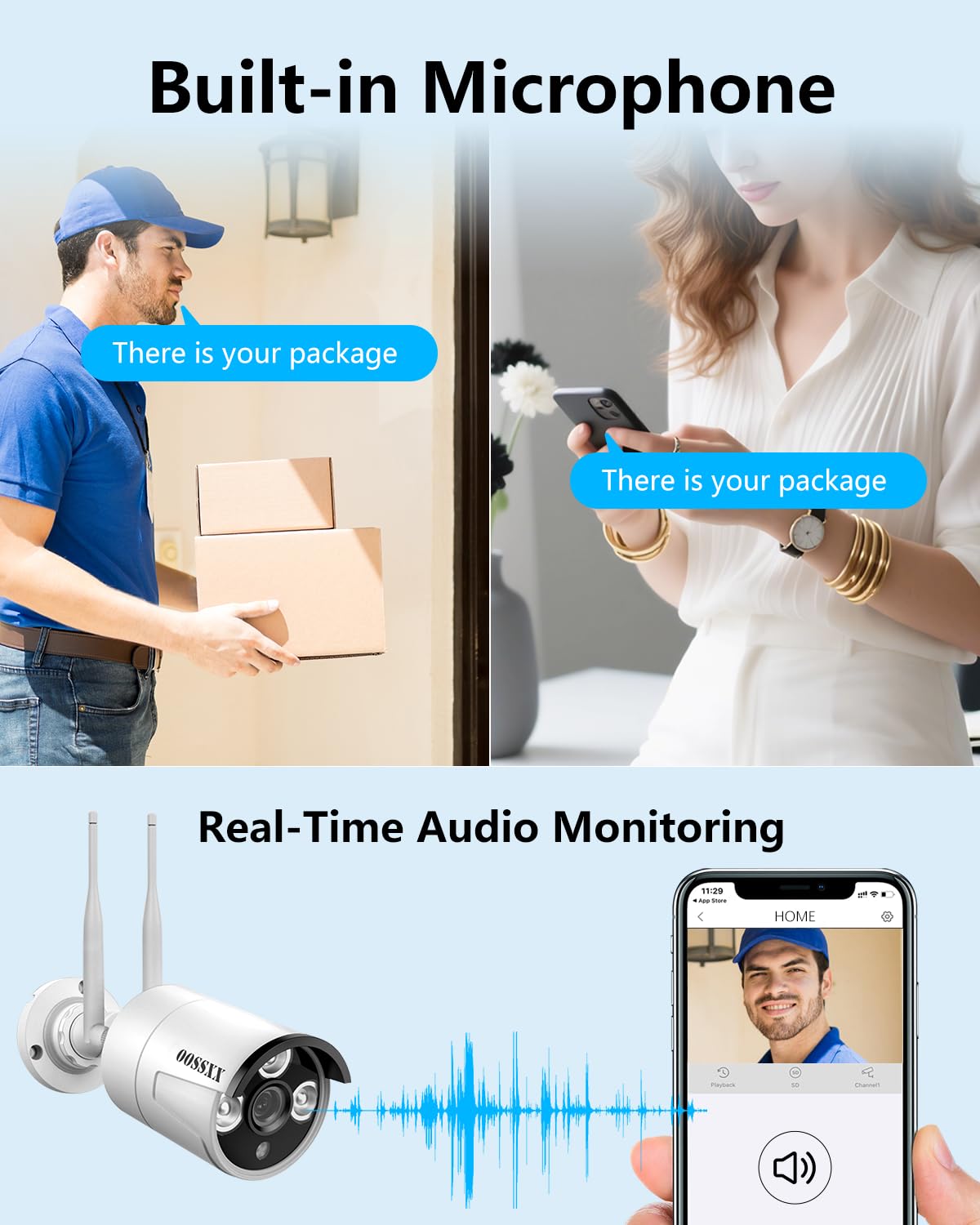 3MP Wireless Security Camera System 8 WiFi Cameras 4TB HDD 60 Days Storage