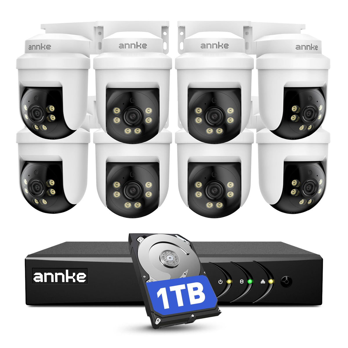 ANNKE 8 Channel Wired Security Camera System, 8 x 5MP Outdoor Cam, 1TB HDD