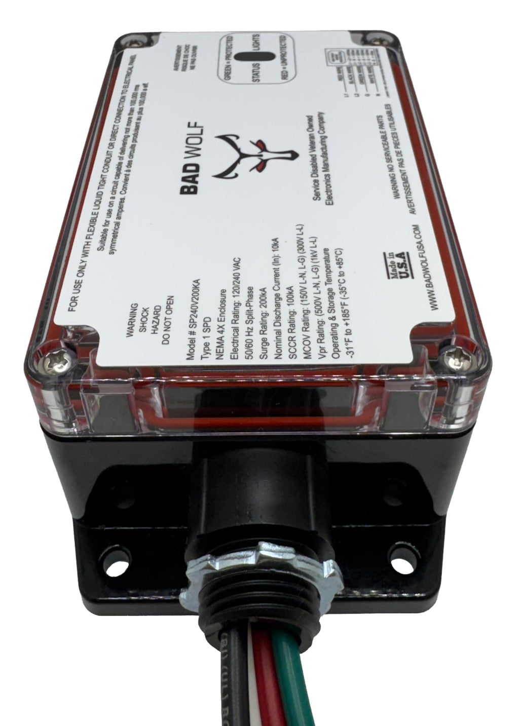 Bad Wolf SP240V200KA-A Made in USA 200kA Type 1 Direct Panel Mount SPD