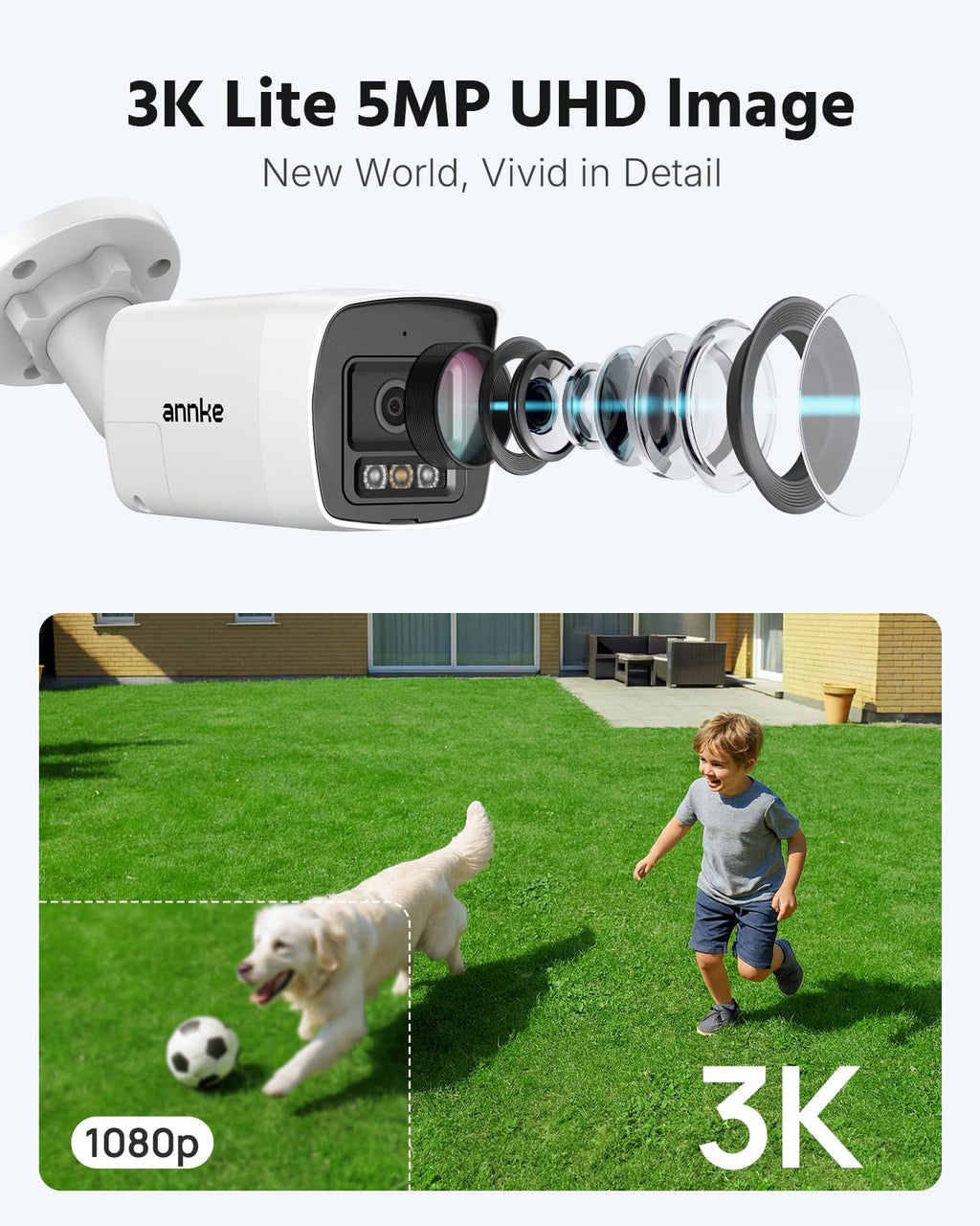 ANNKE 8CH 3K Two-Way Audio Analog Wired Security Camera System 1TB HDD