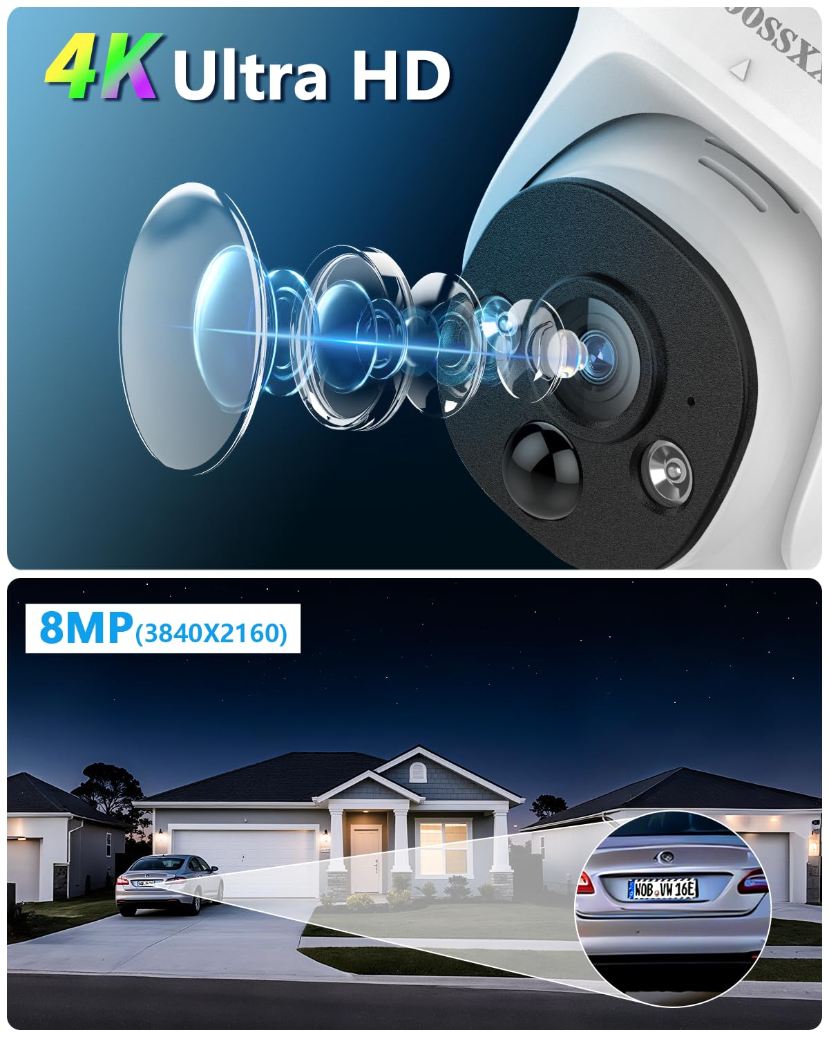 4K 8MP Wired PoE Security Camera System Dome IP Cameras 8Cameras, 3TB HDD