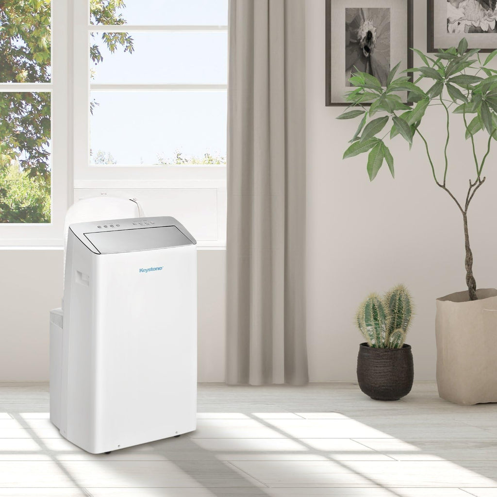 Keystone 14,000 BTU ASHRAE/12,000 BTU DOE Portable Inverter Air Conditioner with Heater, Quiet, High Efficiency Operation and Remote, AC Unit for Apartment, Living Room, Medium Rooms up to 550-Sq. Ft.