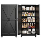 Metal Pantry Storage Cabinets with Doors and Shelves,75" Tall White