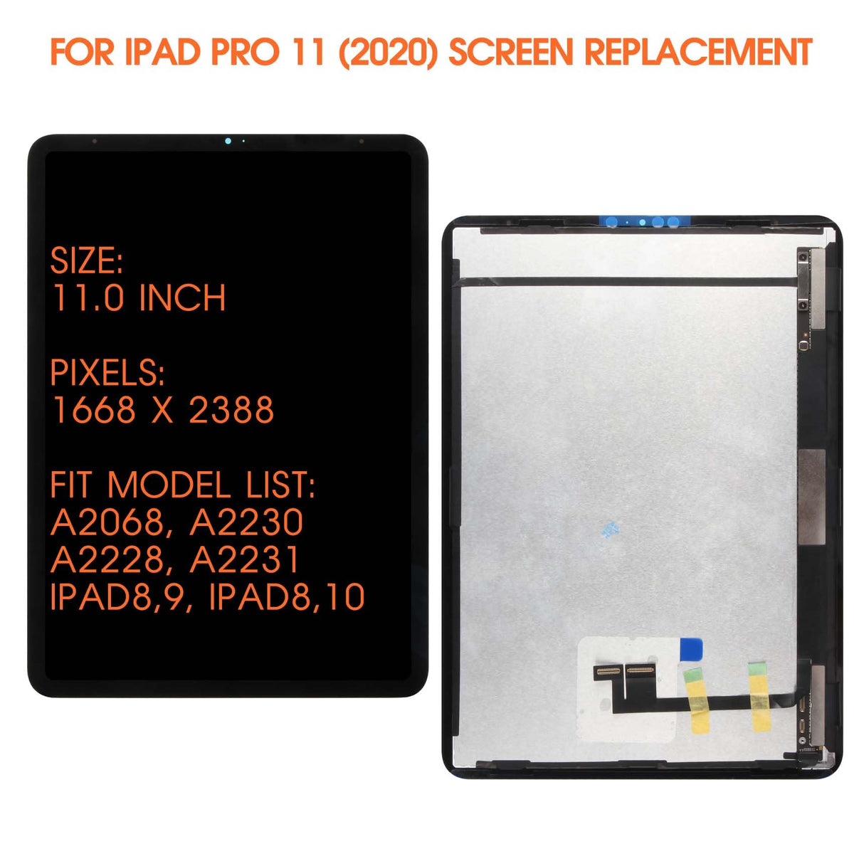 for iPad Pro 11 Screen Replacement for iPad Pro 11 1st/ 2nd Gen 2020 LCD Display A1980 A2013 A2068 A2228 A2228 Screen Replacement Digitizer Touch Assembly Repair Parts