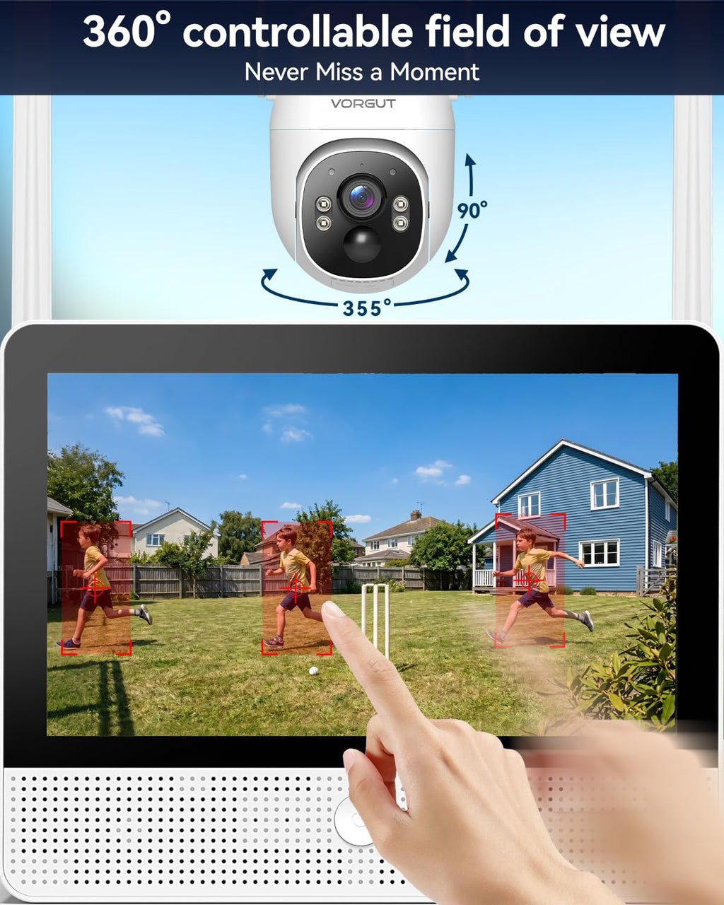 Solar Security Cameras Wireless System with 10" Touch Monitor, 4MP