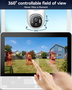 Solar Security Cameras Wireless System with 10" Touch Monitor, 4MP