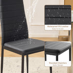 Karl home Dining Chairs Set of 6, PU Leather & High Back, Black
