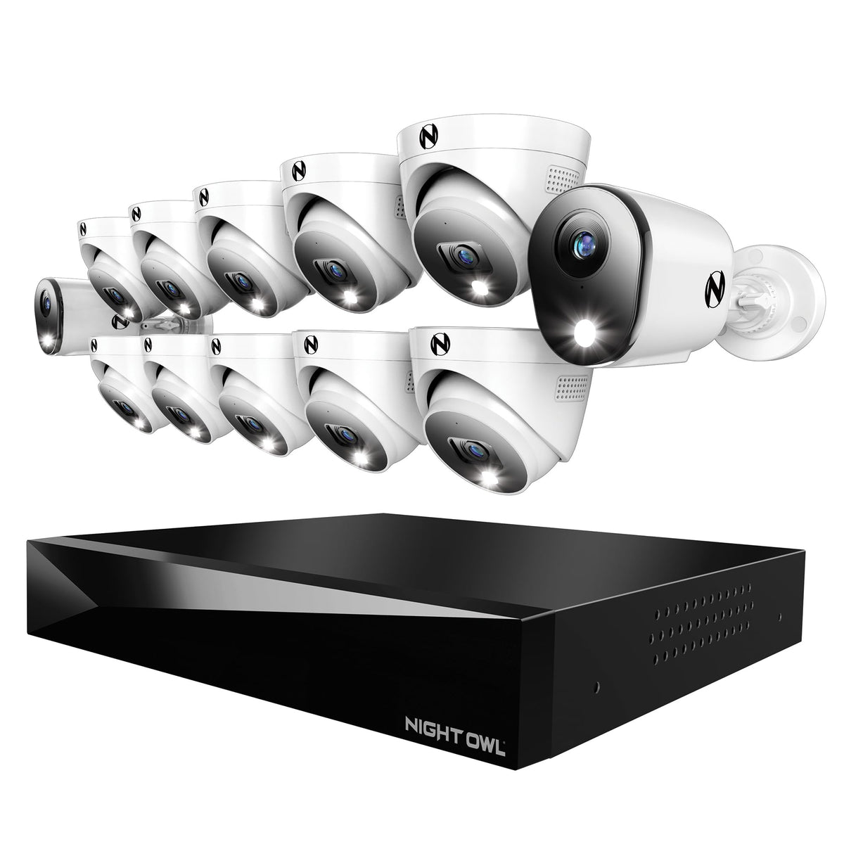 Night Owl 12-Ch Wired DVR System, 8 2K Cams, 2TB HDD, 2-Way Audio