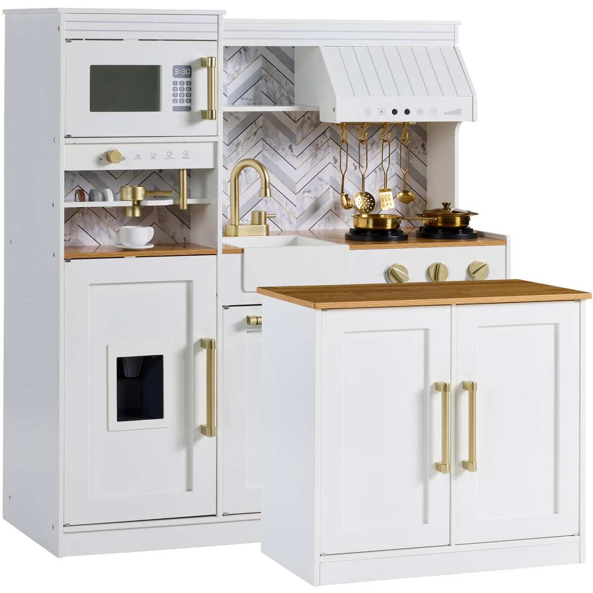 Best Choice Products Wooden Play Kitchen w/ Espresso Machine & Island