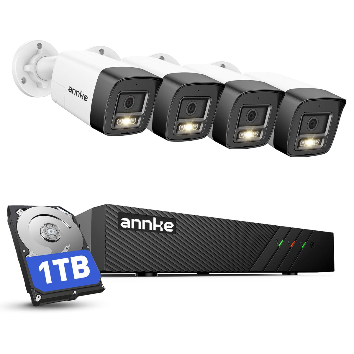 ANNKE 8CH 3K Poe Security Camera System, Red & Blue Light Alarm, 2TB HDD