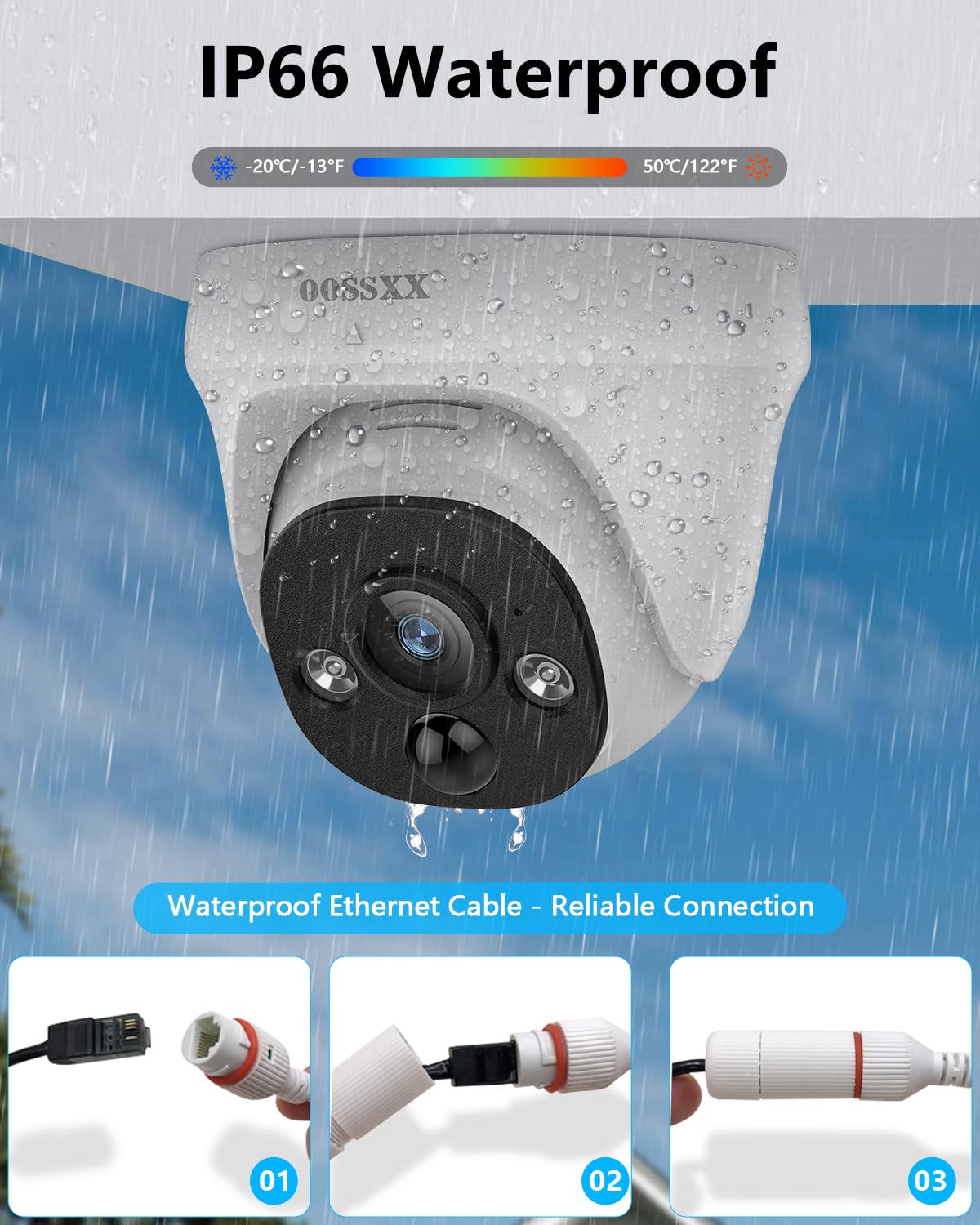 4K 8MP Wired PoE Security Camera System Dome IP Cameras 8Cameras, 3TB HDD