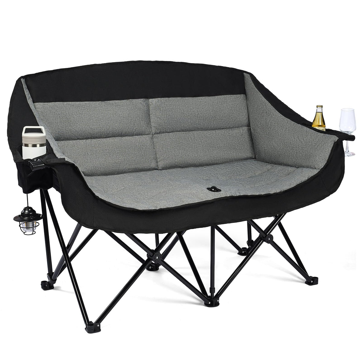 Heated Camping Chair - Oversized Padded Outdoor Folding Comfy Chair